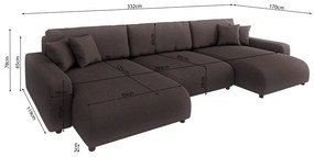 Hnedá menčestrová rozkladacia/s úložným priestorom rohová pohovka Sara – Ropez