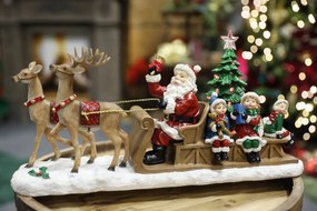 Klasik vianočný Mikuláš na saniach hrací LED 45cm