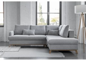 Svetlosivá rozkladacia/s úložným priestorom rohová pohovka (pravý roh/do L) Scandic Lagom – Miuform