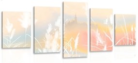 5-dielny obraz zámok v pastelovej krajine - 100x50