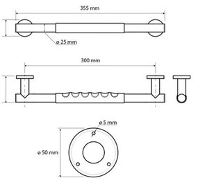 Nástenné madlo do kúpeľne z nehrdzavejúcej ocele 35,5 cm – Sapho