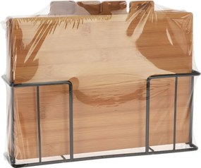 Sada 4 ks bambusových dosiek na krájanie v stojane TIMBER hnedá