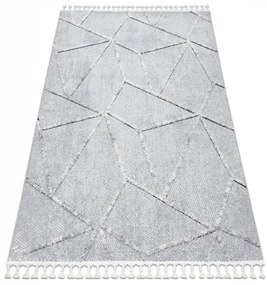 Koberec SEVILLA Z791C mozaika šedá / biely - strapce, Berber, Maroko, Shaggy Veľkosť: 80x150 cm