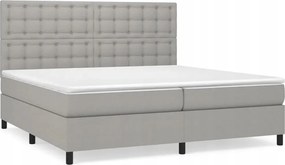 vidaXL Kontinentálna posteľ s matracom, svetlosivá, tkanina 200 x 200 cm