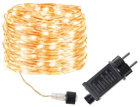 SPRINGOS LED reťaz Nano - 20m, 200LED, 8 funkcií, IP44, teplá biela