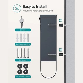 Poštová schránka s priehradkou na noviny, antracitovo sivá