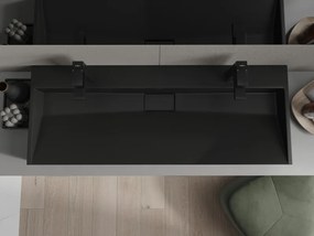Mexen Ava, umývadlo na dosku z konglomerátu 2/O 120 x 46 cm, čierna matná, 23011272