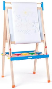 Tabuľa "ABC" s písmenami, s rolkou papiera a téglikmi