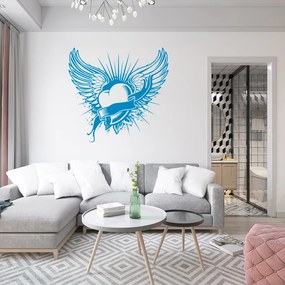 Veselá Stena Samolepka Srdce s krídlami Farba: fialová, Veľkosť: 100 x 95 cm