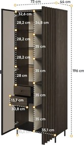 Dizajnová vitrína YASMIN 73cm portlandský jaseň + čierna