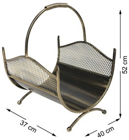 Kovový kôš na drevo Criss, 40x52 cm, zlatá