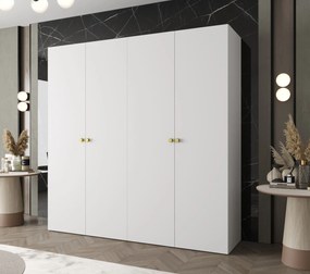 Šatníková skriňa 200 cm Parna 1 (biela + zlatá). Akcia -19%. Vlastná spoľahlivá doprava až k Vám domov. 1125881