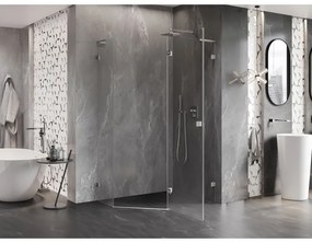 Mexen Lunar, L pravý výklopný päťuholníkový sprchový kút 100x80 cm, 8mm číre sklo, oceľový profil, 831L-100P-080L-97-00-P