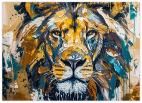 Obraz - Abstraktná olejomaľba s levom (70x50 cm)