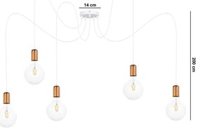 Luster na lanku MIROS 5xE27/60W/230V pavúk biela/medená