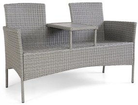 Technoratanová lavica pre dve osoby Hugo šedá