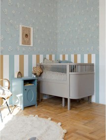 Tapeta harmanček modrá s farebnými pruhmi 280×100 cm