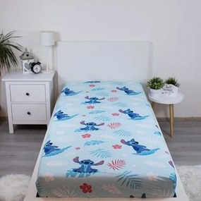 Jerry Fabrics Bavlnené napínacie prestieradlo 90x200 + 25 cm - Lilo and Stitch "Blue"