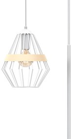 Stojacia lampa Cliff, 1x drevené/biele drôtené tienidlo, w