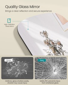 Celotelový zrkadlo, stojace zrkadlo s zaoblenými rohmi, čierne