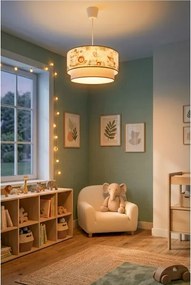 Brilagi-LED Detský závesný luster na lanku BOBO 1xE27/60W/230V pr.40cm krém./zelená/džungľa
