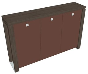 Stredná skriňa Verno+ S 200 x 46 x 130 cm, sklenené dvere, dub antracit / hnedá