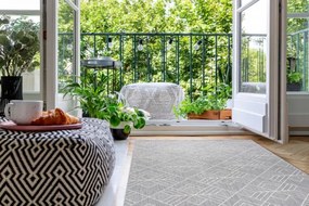 Koberec šnúrkový SIZAL FLAT 48731637 štvorce, romby, geometrický - sivý / krém