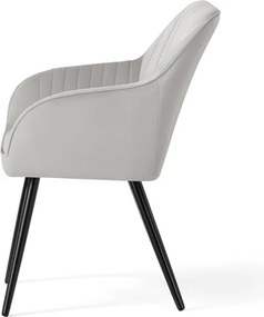 Sada šiestich jedálenských stoličiek FLORENCE zamatové, sivé / čierne nohy (6 ks)