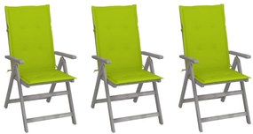Záhradné sklápacie stoličky 3 ks s podložkami akáciový masív 3064739