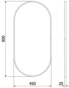 Mexen Loft, oválne kúpeľňové zrkadlo 90 x 45 cm, farba rámu čierna matná, 9851-090-045-000-70