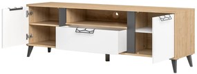 TV stolek Moet 25 170 cm ořech americký Jackson/bílý/grafit