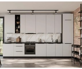 Kuchynská linka Aria WH/BL 390 cm bez kuchynskej dosky