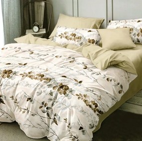DomTextilu Béžové obojstranné posteľné obliečky s motívom listov 3 časti: 1ks 160 cmx200 + 2ks 70 cmx80 Béžová 140x200 cm 23171-141637
