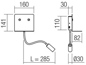 Redo 01-3211 - LED Nástenné svietidlo MOKA LED/6W + LED/3W/230V CRI90 čierna