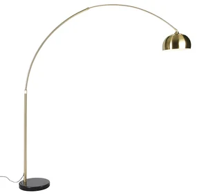 Stojaca lampa mosadz s čiernym mramorovým podstavcom s mosadzným tienidlom - XXL