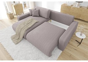 Svetloružová menčestrová rozkladacia rohová pohovka (variabilná) Sara – Ropez