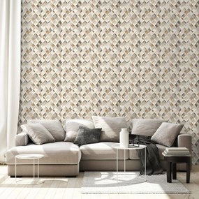 Tapeta béžová geometria s priestorovým efektom