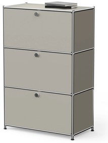 Kovová komoda »CN3« s výklopnými priečinkami, svetlošedá