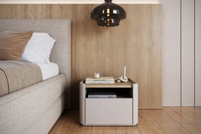 Nočný stolík Elivo 50 cm so zásuvkou - kašmírová / dub olejovaný