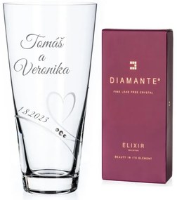 Dekorant svatby Svadobná kónická váza s menami zdobená Swarovski kamienkami Romance 25 cm