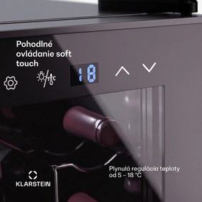 Klarstein Shiraz 8 Uno, vertikálna chladnička na víno, 8 fliaš, 8 - 18 °C, dotykové ovládanie