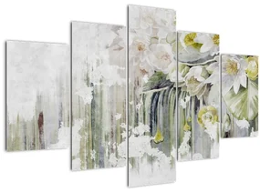 Obraz - Biele kvety, vintage (150x105 cm)