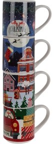 4-dielna sada hrnčekov Christmas, 265 ml, porcelán