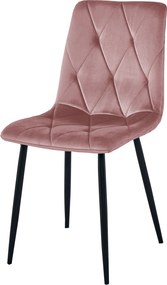 AKCIA Ružová zamatová jedálenská stolička LIBRA s čiernymi nohami II. akosť