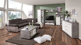 Komoda Stone 147 cm, betón/biela