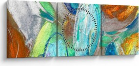 Obraz - Farebná abstrakcia (s hodinami) (90x30 cm)