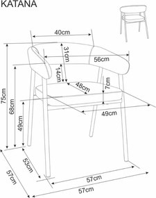 Jedálenská stolička KATANA s čiernymi nohami, sivá