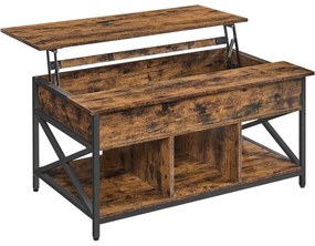 Konferenčný stolík, s otvárateľným priestorom, 60 x 100 x (48-62) cm, rustikálny hnedý