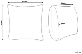 Bavlnený vankúš s vyšívanými srdiečkami 45 x 45 cm sivý GAZANIA Beliani