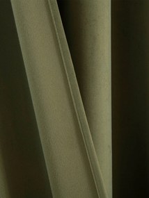 Zamatové zatemňovacie závesy Cesar olivové - 140 x 160 cm (2ks) - riasiaca stuha